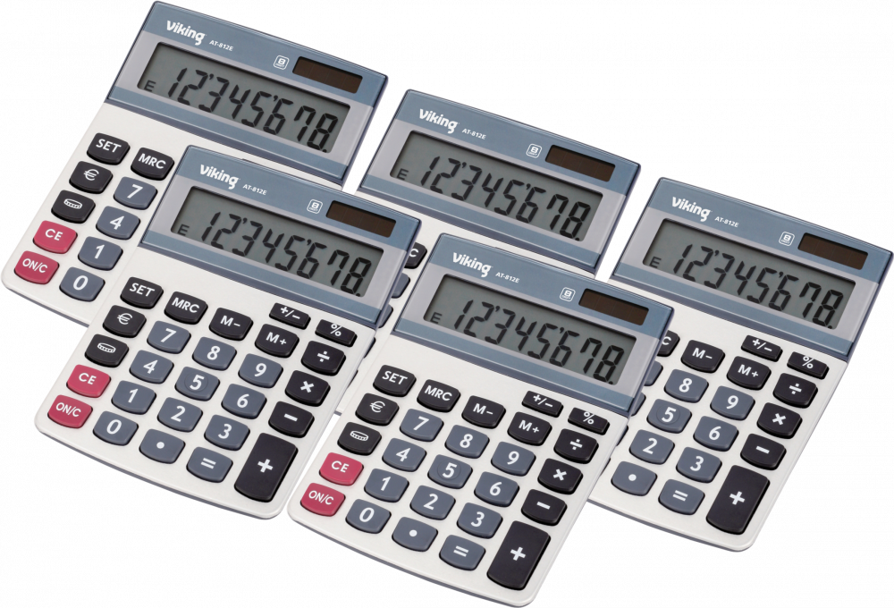 5x Kalkulator biurowy Viking AT-812E, 8 cyfr, srebrny