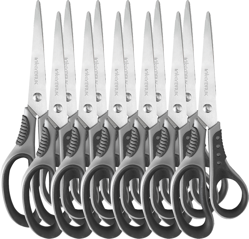 12x Nożyczki Interdruk, 18cm, szaro-czarny