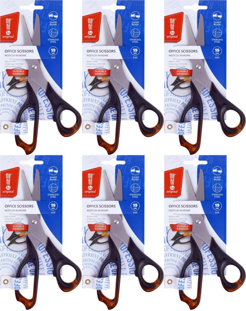 6x Nożyczki biurowe MemoBe, 19cm, bursztynowy