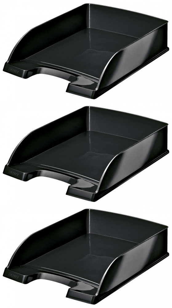 3x Półka na dokumenty Leitz Plus Wow, A4, plastikowa, czarny