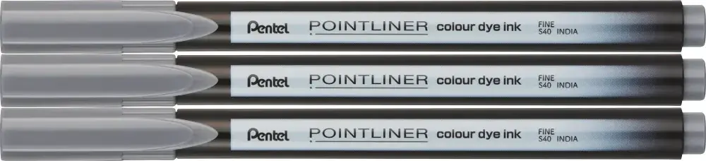 3x Cienkopis Pentel Pointliner Colour, szary