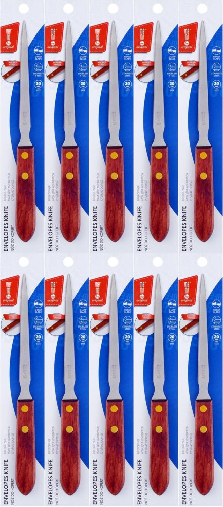 10x Nóż do kopert MemoBe, 20cm, z drewnianym uchwytem, brązowy