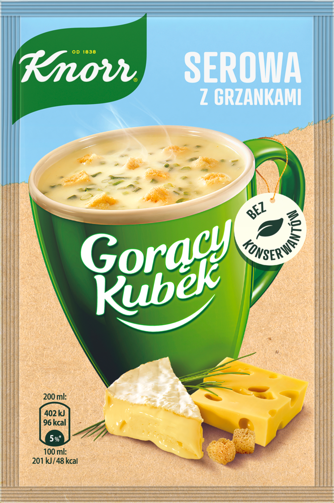 Zupa Knorr Gorący Kubek, serowa z grzankami, 22g