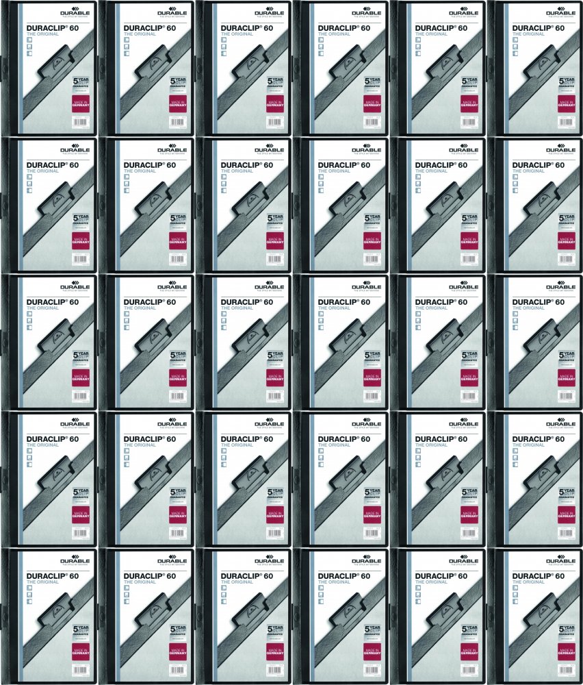 75x Skoroszyt plastikowy z klipsem Durable DuraClip, A4, do 60 kartek, czarny