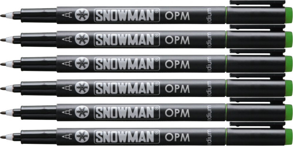 6x Foliopis permanentny Snowman OPM, średni, okrągła, 1mm, zielony
