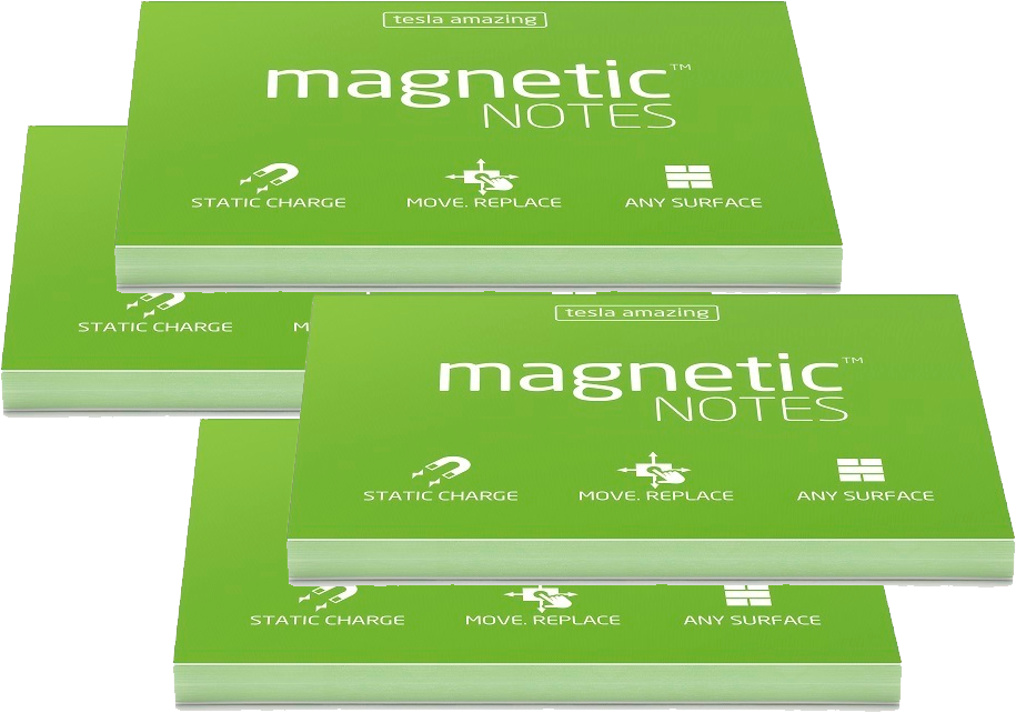 4x Karteczki elektrostatyczne Magnetic, 100x70mm, 100 sztuk, zielony