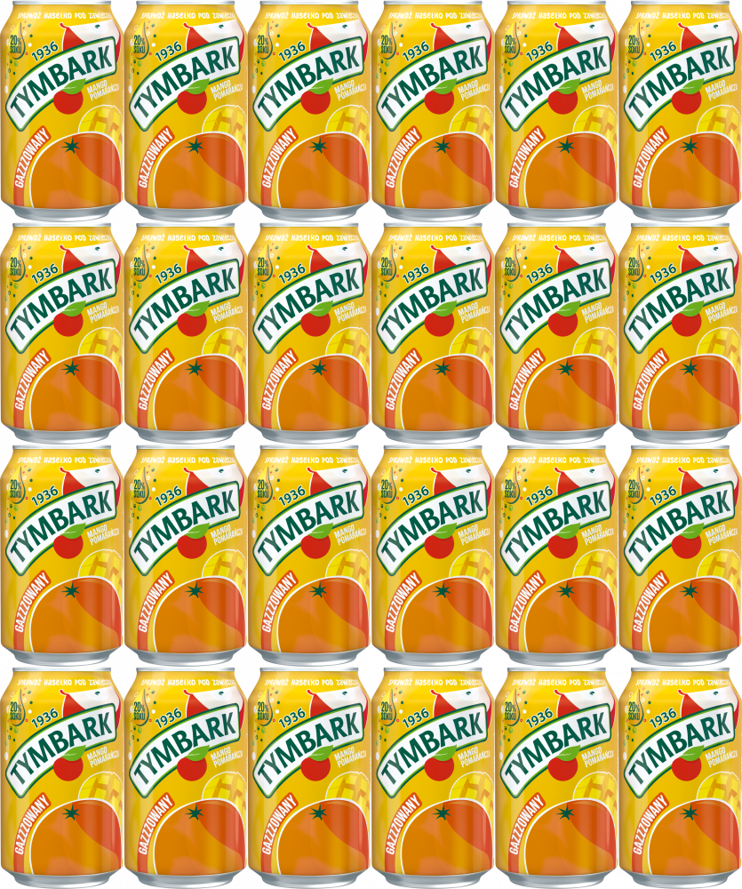 24x Napój gazowany Tymbark, pomarańcza/mango, puszka, 0.33l