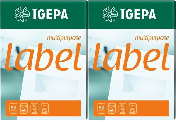 2x Etykiety samoprzylepne Igepa, 210x148 mm, 100 arkuszy, biały