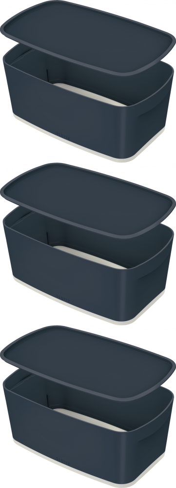 3x Pojemnik z pokrywką Leitz MyBox Cosy, mały, 318x128x191mm, 5l, szary