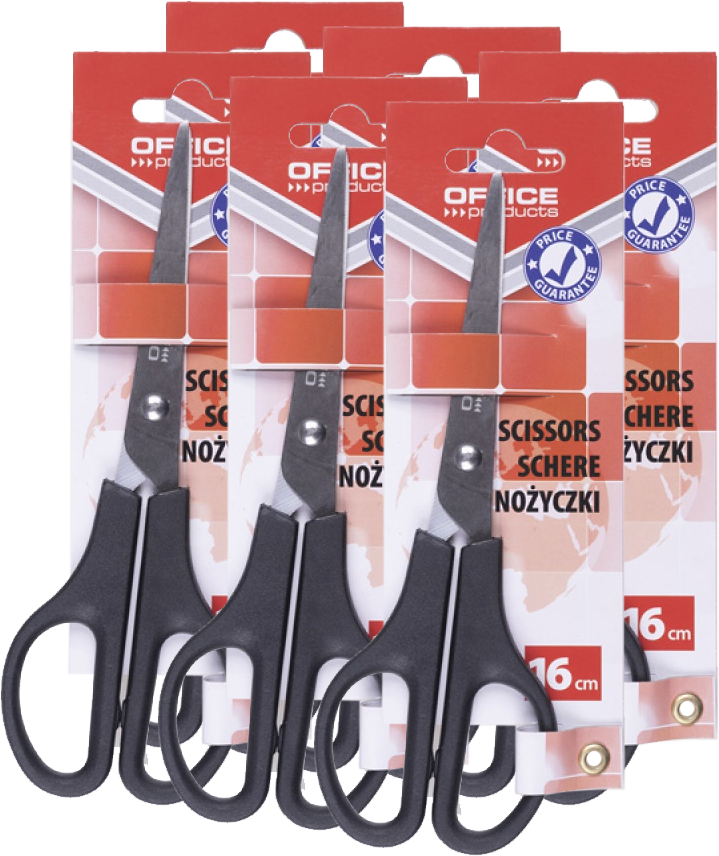 6x Nożyczki biurowe Office Products, klasyczne, 16cm, czarny