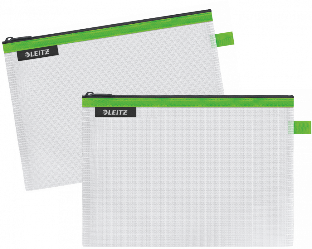2x Koszulka/saszetka z suwakiem Leitz Wow, wodoodporna, rozmiar M, zielony