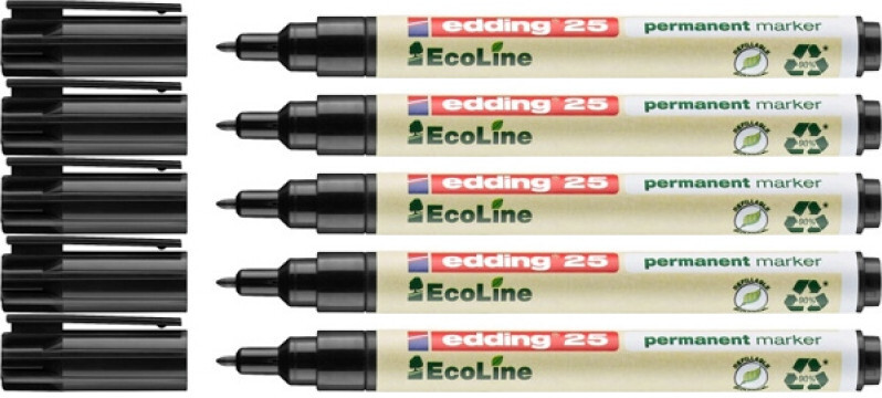 5x Marker permanentny edding ecoline 25, 1mm, czarny