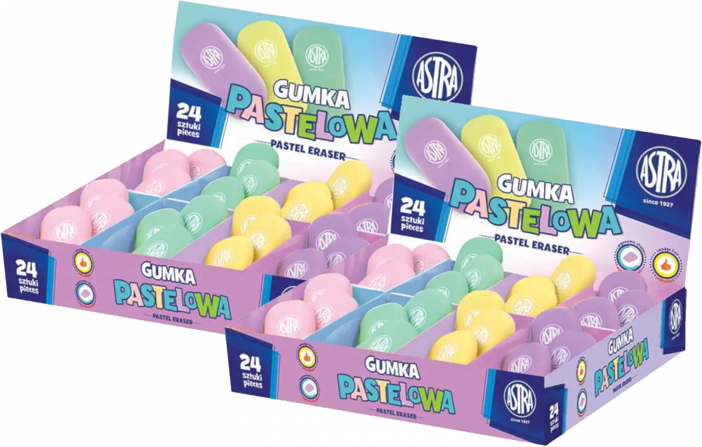 48x Gumka do mazania Astra Pastel Line, 1 sztuka, mix kolorów pastelowych