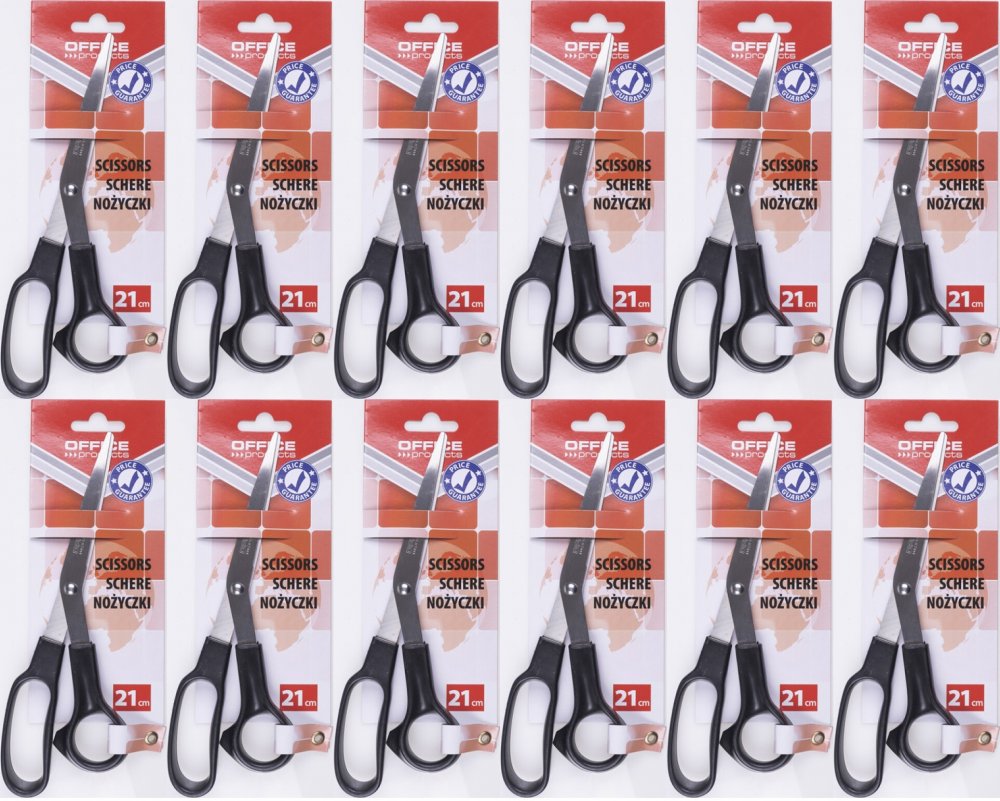 12x Nożyczki biurowe Office Products, klasyczne, 21cm, czarny