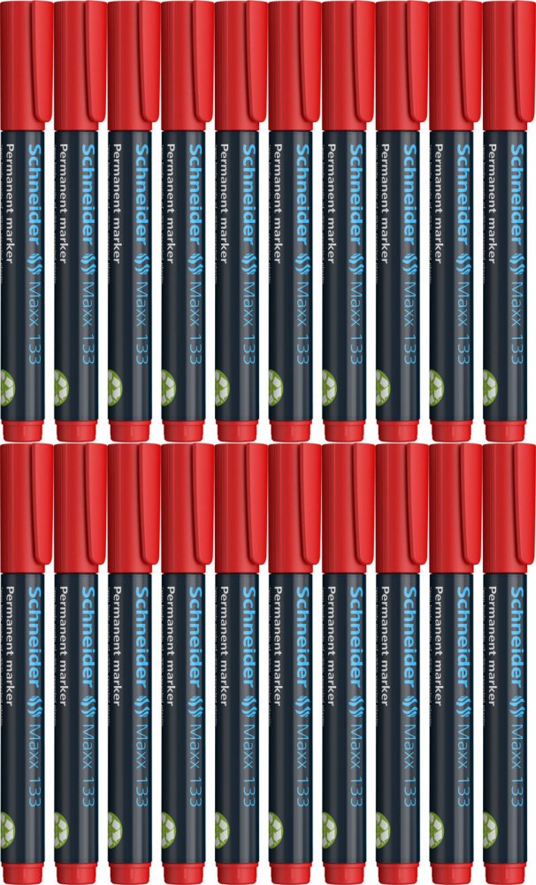 20x Marker permanentny Schneider, Maxx 133, ścięta, 4mm, czerwony
