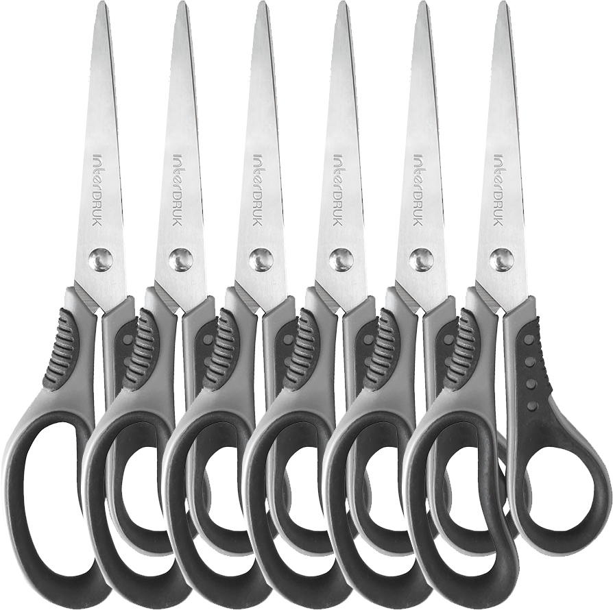 6x Nożyczki Interdruk, 18cm, szaro-czarny