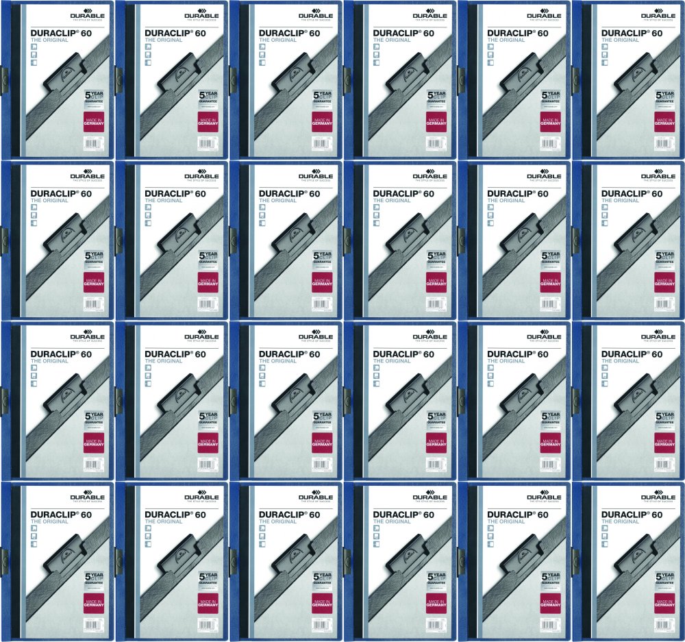 24x Skoroszyt plastikowy z klipsem Durable DuraClip, A4, do 60 kartek granatowy