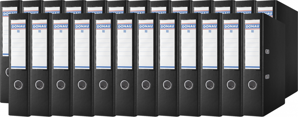 25x Segregator A4 Donau Master, szerokość grzbietu 75mm, do 500 kartek, czarny