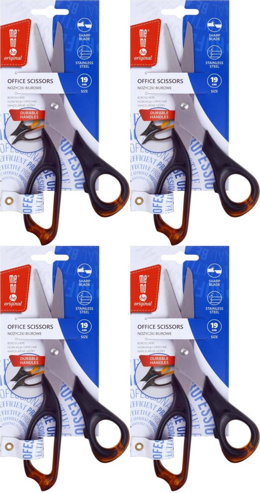4x Nożyczki biurowe MemoBe, 19cm, bursztynowy