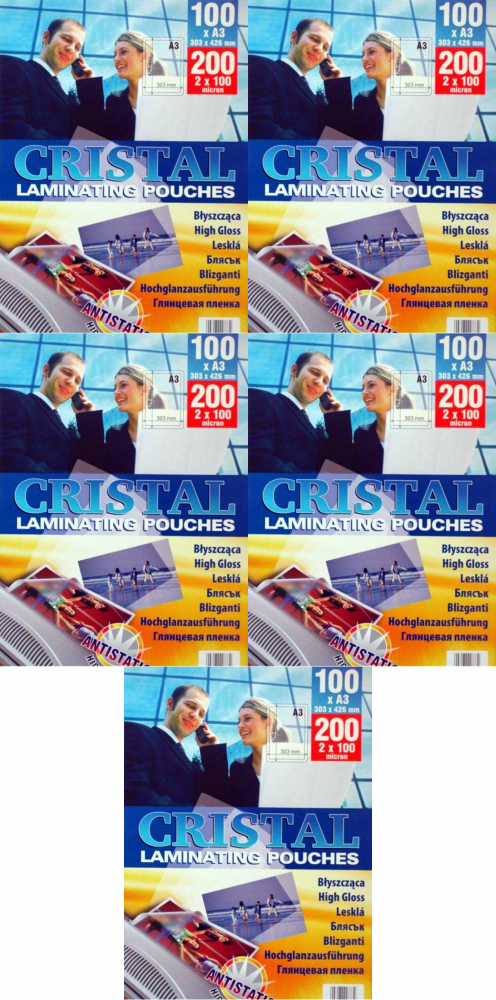 5x Folia do laminowania Argo, 303x426mm, A3, 2x100 μm, antystatyczna, 100 sztuk