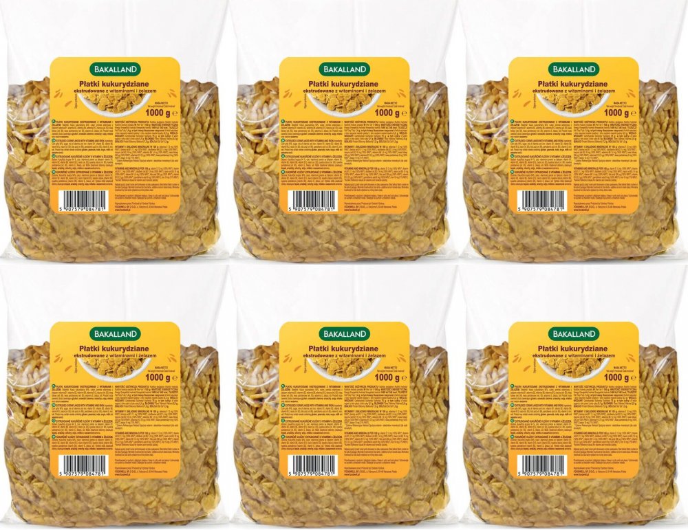 6x Płatki kukurydziane Bakalland, 1kg