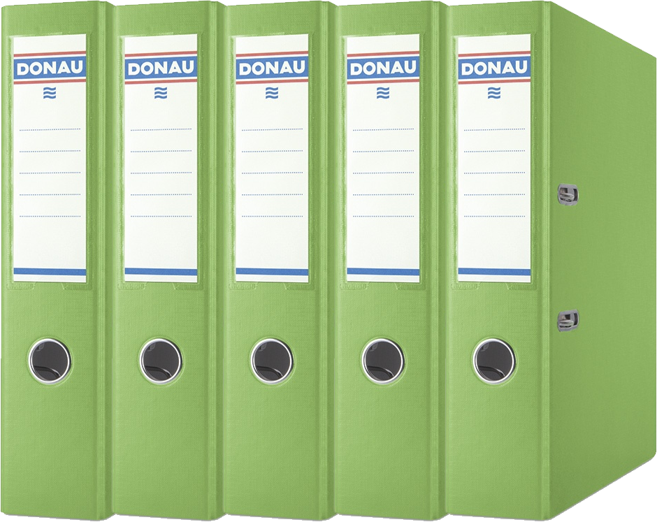 5x Segregator A4 Donau Master, szerokość grzbietu 75mm, do 500 kartek jasnozielony