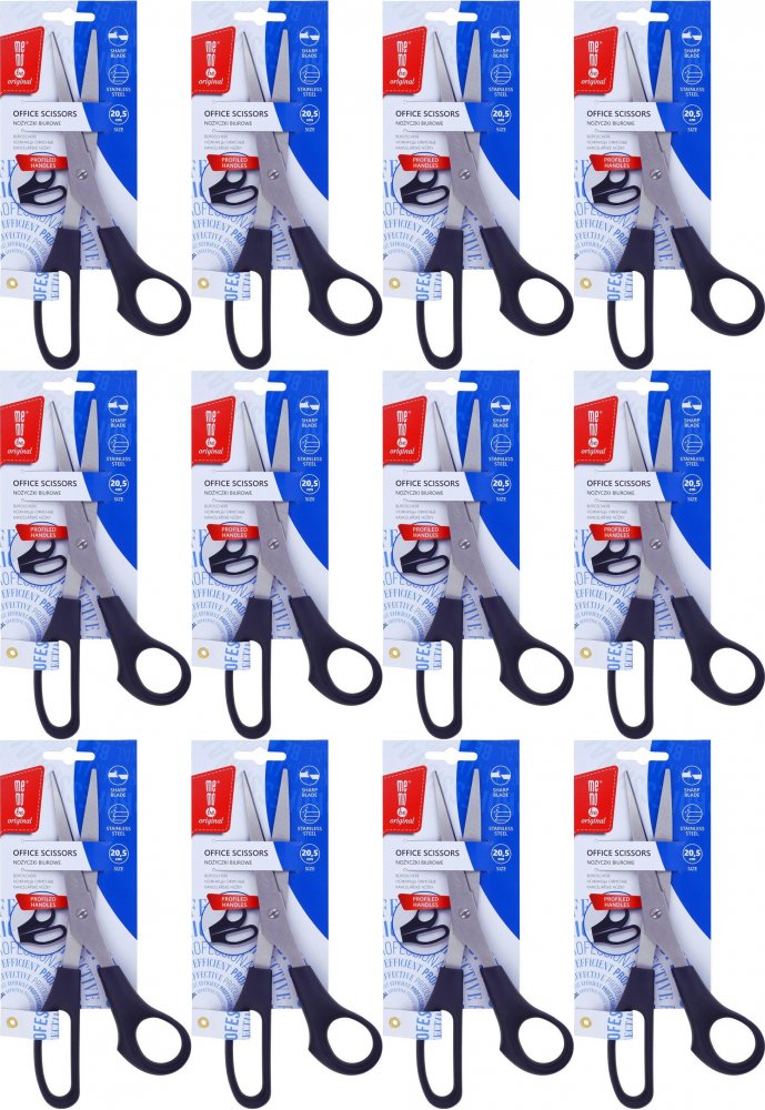 12x Nożyczki biurowe MemoBe, profilowane, 20.5cm, czarny