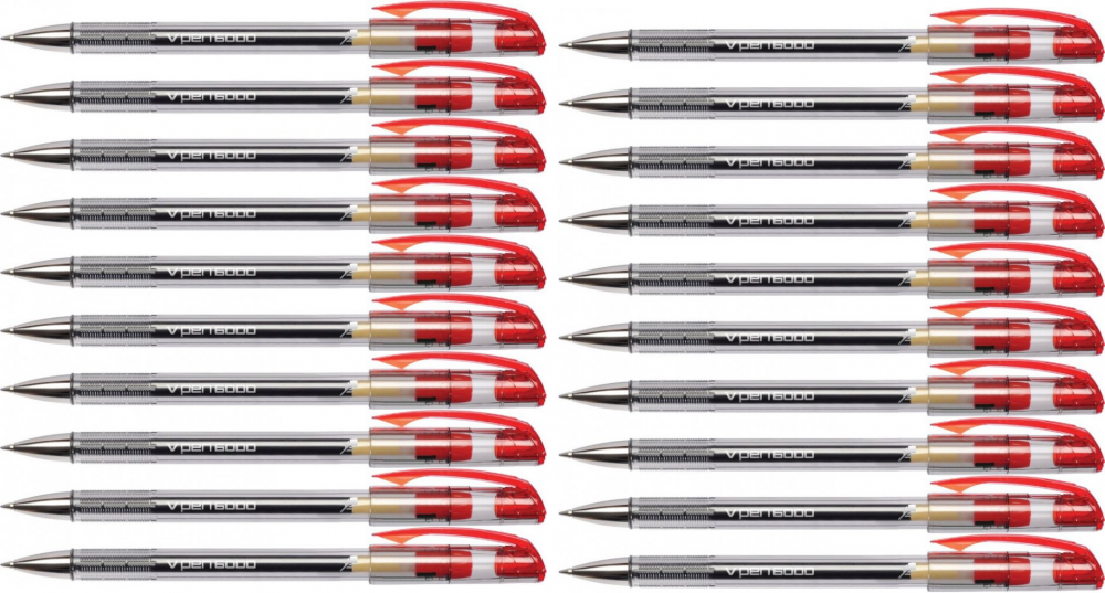 20x Długopis Rystor, V-Pen 6000, 0.7mm, czerwony