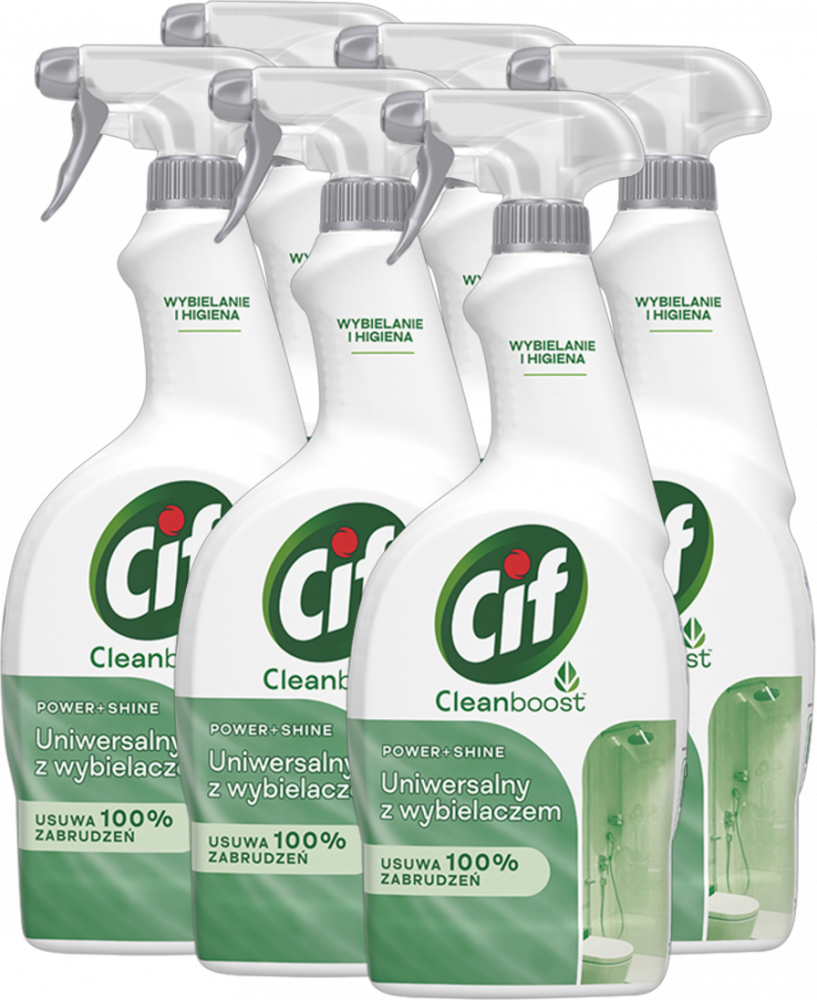 6x Płyn z wybielaczem Cif Power&Shine, z rozpylaczem, 0.75l