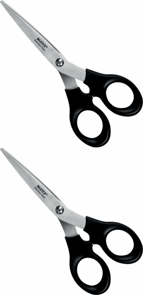 2x Nożyczki Leitz, ze stali nierdzewnej, 16.5cm, czarny