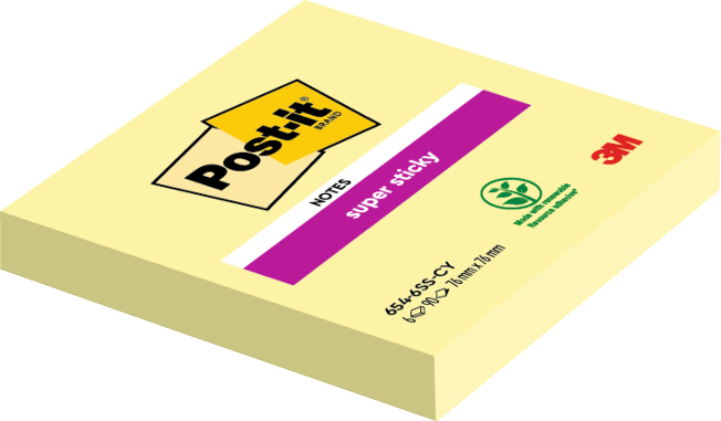 Karteczki samoprzylepne Post-it Super Sticky, 76x76mm, 90 karteczek, żółty pastelowy