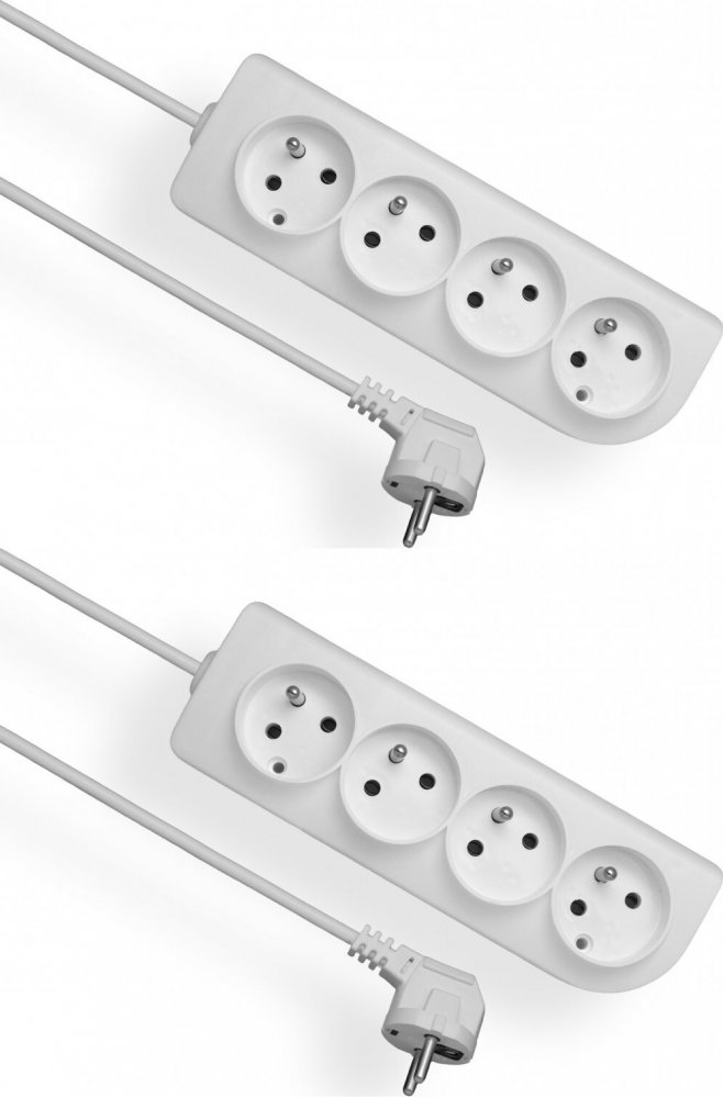 2x Przedłużacz Elgotech z otworami montażowymi, 1.5m, 4 gniazda, biały