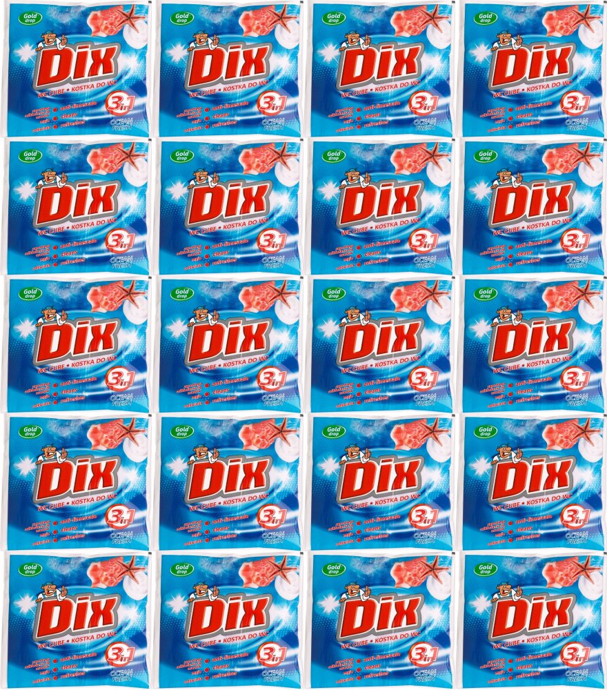 20x Kostka do WC z koszyczkiem Dix Gold Drop, morski, 35g