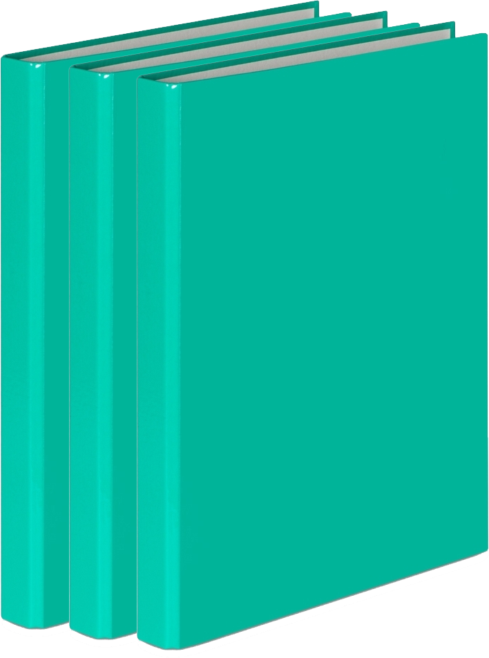 3x Segregator ringowy VauPe, A4, szerokość grzbietu 25mm, 4 ringi, turkusowy