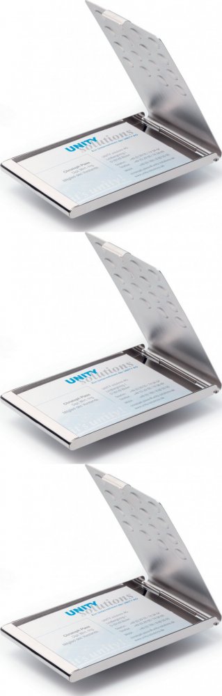 3x Wizytownik kieszonkowy Durable Business Card Box, na 15 wizytówek, srebrny