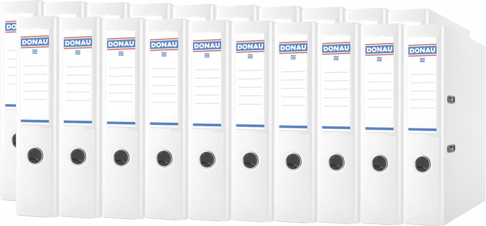 20x Segregator A4 Donau Master, szerokość grzbietu 75mm, do 500 kartek, biały