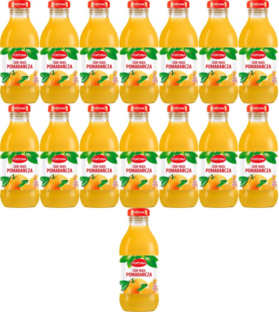 15x Sok pomarańczowy Fortuna, butelka szklana, 0.3l