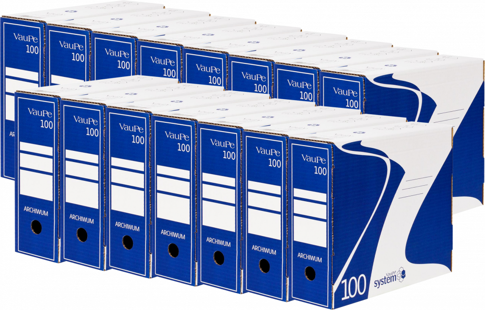 15x Pudło archiwizacyjne VauPe, do luźnych dokumentów, 100mm, niebieski
