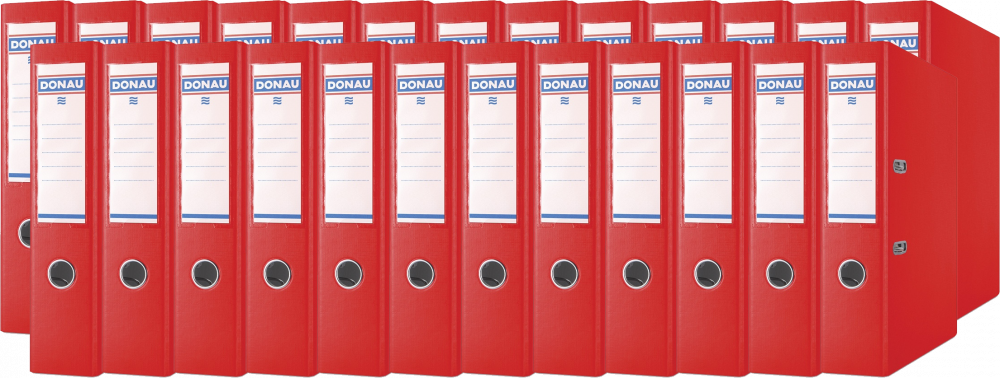 25x Segregator A4 Donau Master, szerokość grzbietu 75mm, do 500 kartek, czerwony