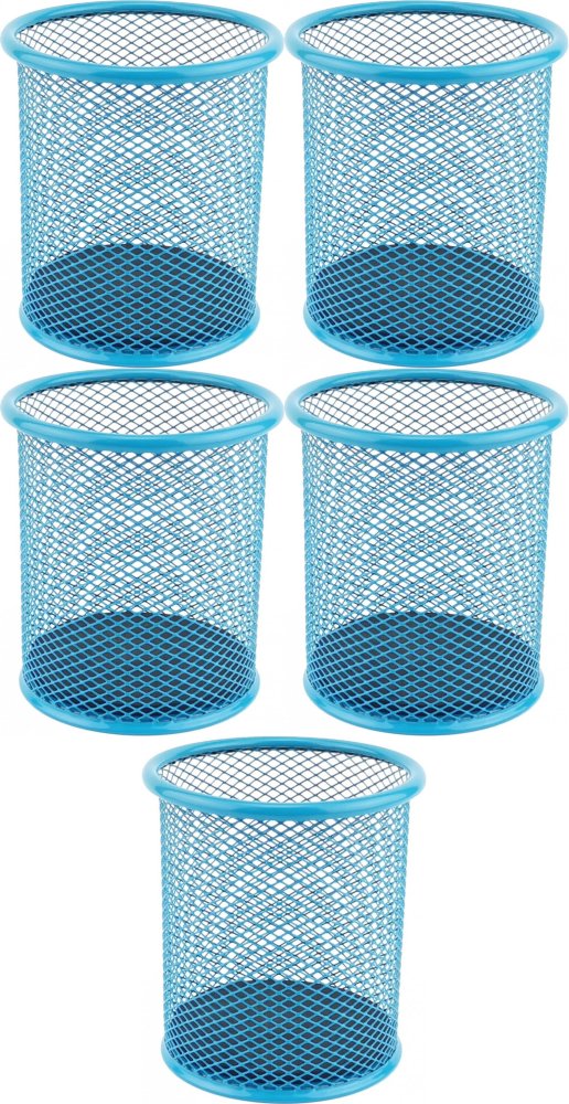 5x Kubek na długopisy Leviatan, metalowy (druciany), 98x91mm, niebieski