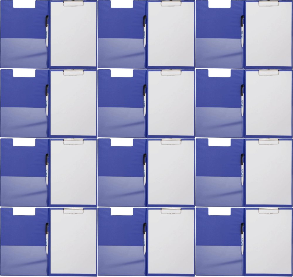 12x Clipboard Maul, z okładką, A4, niebieski