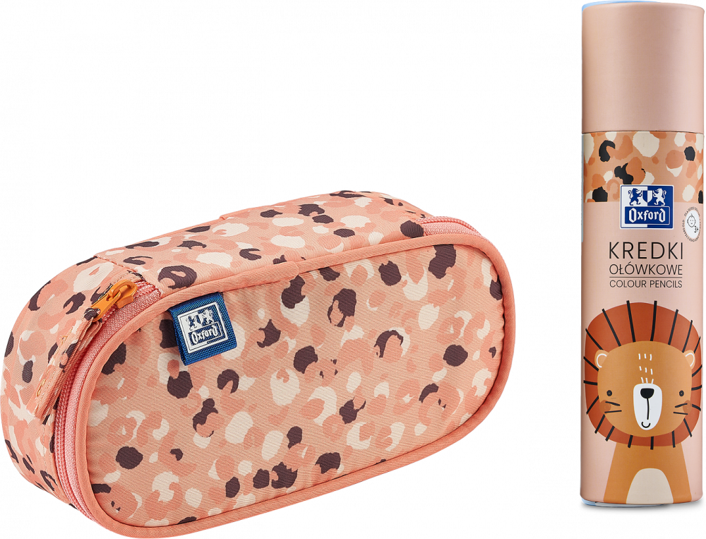 Zestaw: Piórnik z klapką Oxford Kids, pomarańczowy + Kredki ołówkowe Oxford Kids