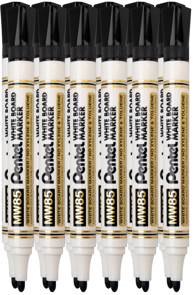 12x Marker suchościeralny Pentel MW85, okrągła, 4.4mm, czarny