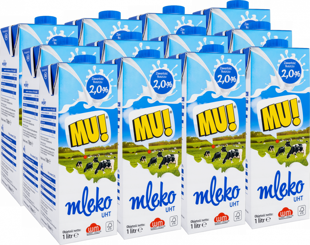 12x Mleko UHT Wart-Milk MU!, 2%, 1l