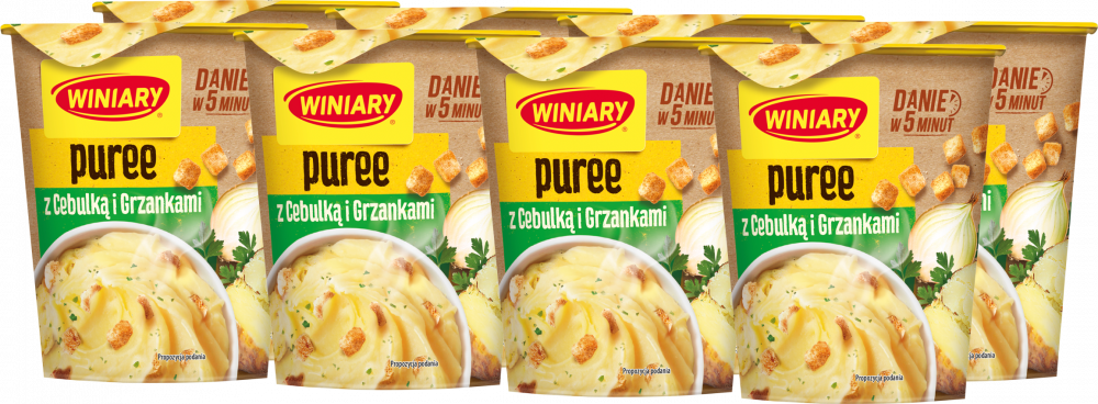 8x Danie w 5 minut Winiary, puree z grzankami i cebulką, kubek, 59g