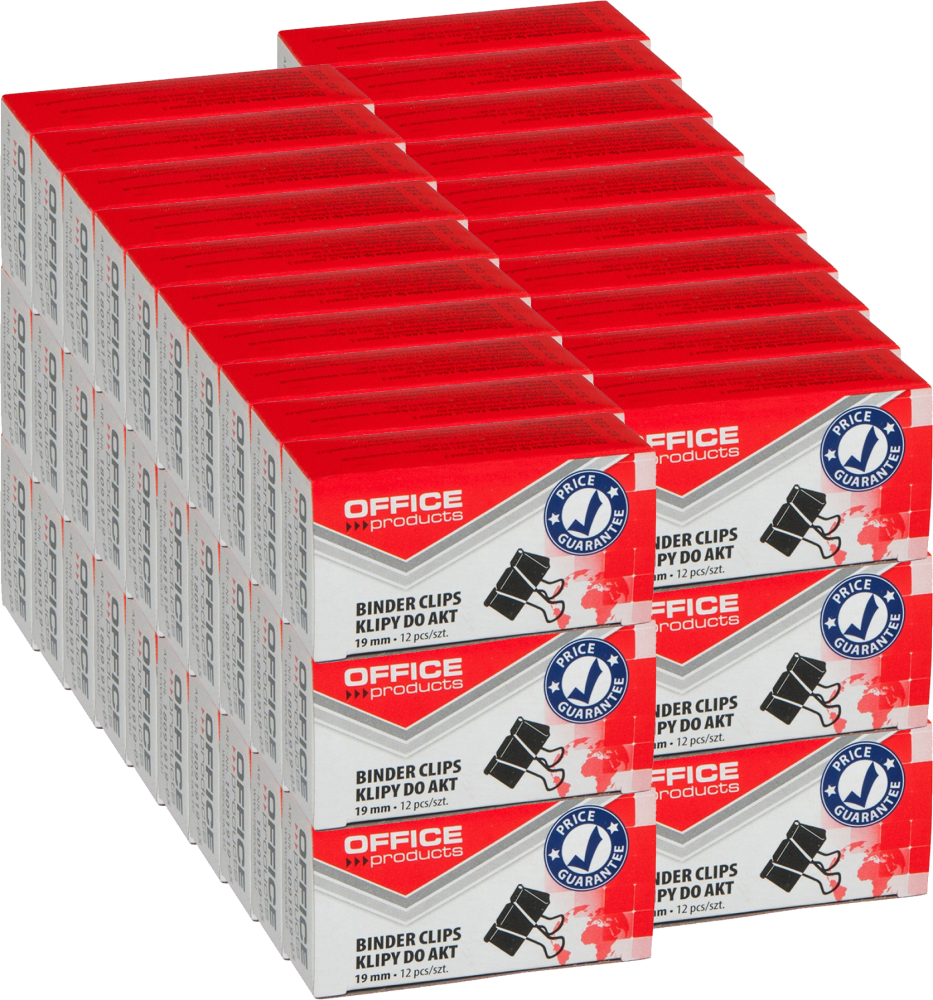 60x Klip biurowy Office Products, 19mm, 12 sztuk, czarny