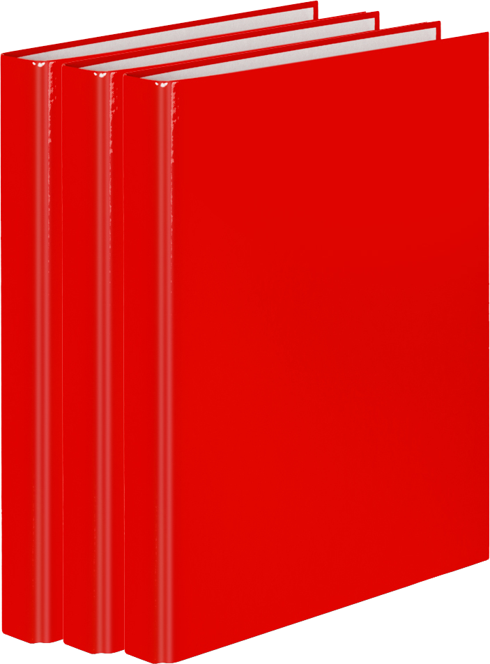 3x segregator ringowy VauPe FCK, A4, szerokość grzbietu 25mm, do 150 kartek, 2 ringi, czerwony