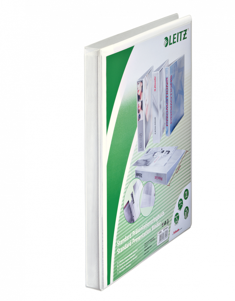 Segregator prezentacyjny Leitz A4+, szerokość grzbietu 30mm, do 100 kartek, 2 ringi, biały