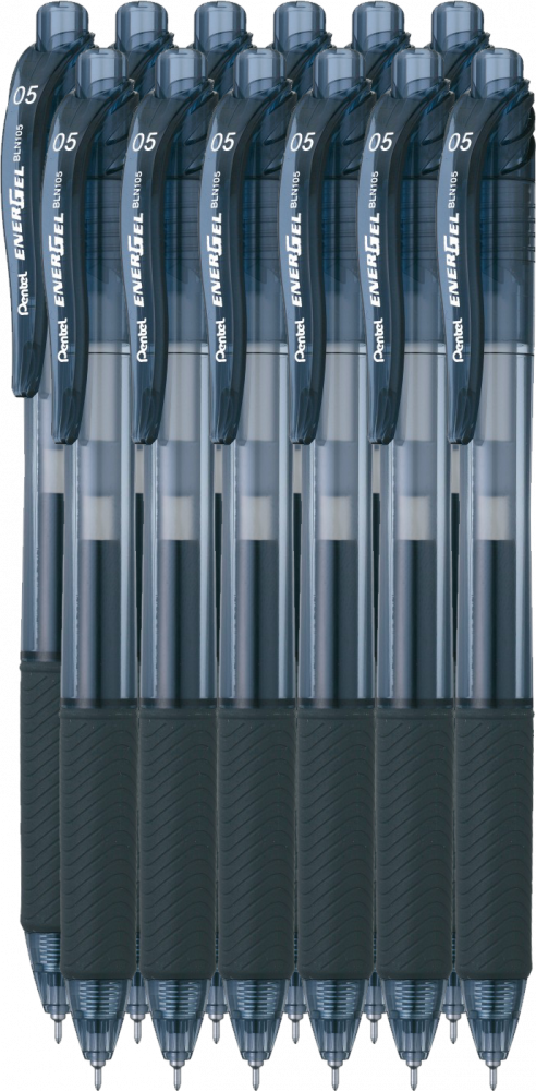 12x Pióro kulkowe automatyczne Pentel, EnerGel BLN-105, 0.5mm, czarny