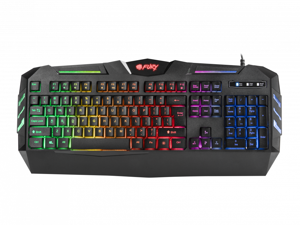 Klawiatura przewodowa Fury Spitfire, podświetlenie, czarny